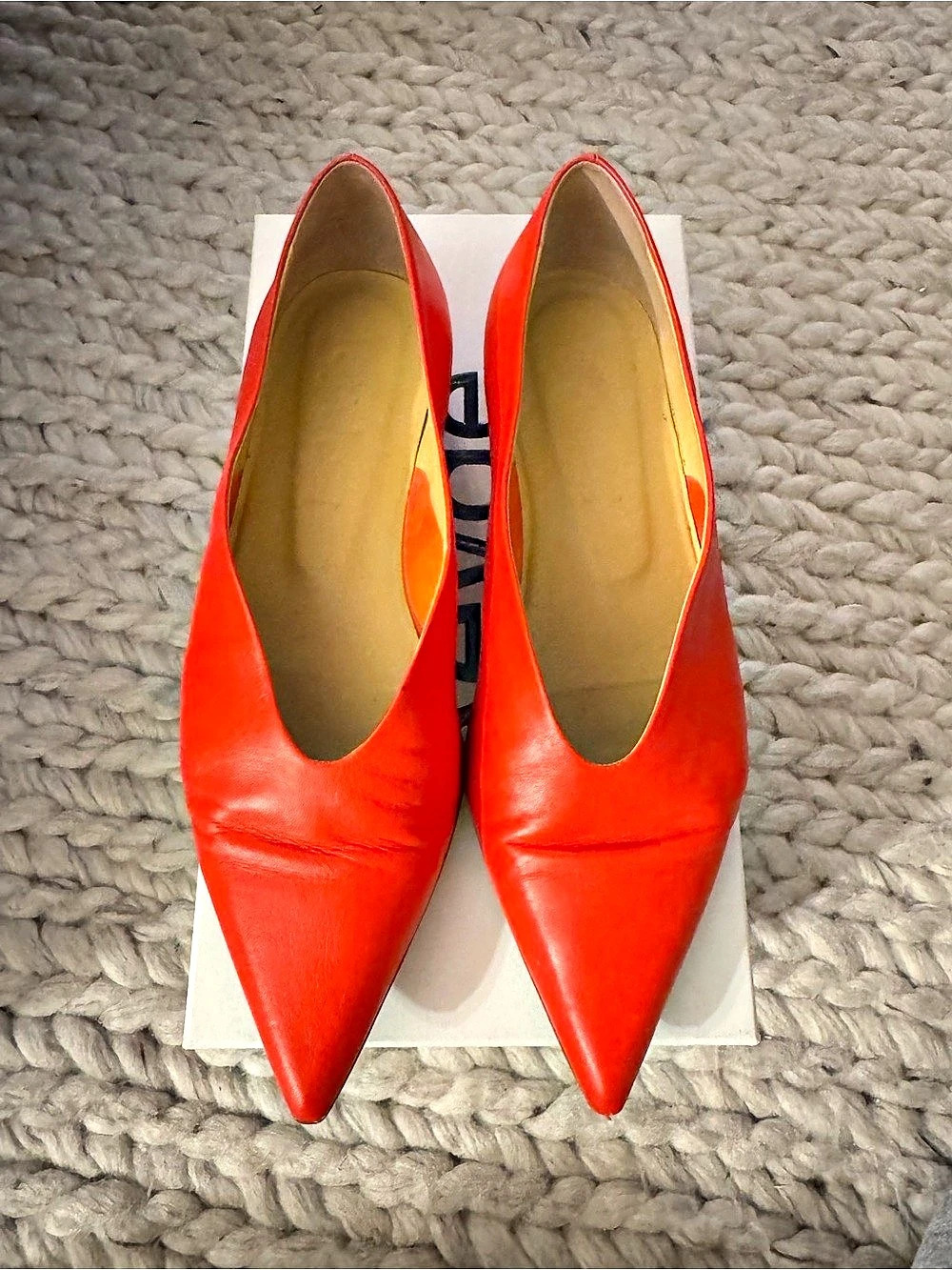 Aeyde Berlin Red Leather Pointed-Toe Heels EU 38